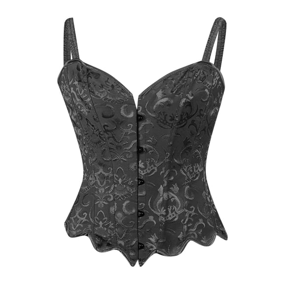 CENTIE Lingerie for Women Overbust Bustier Bodysculpting with Lace-Up and Garters Black S