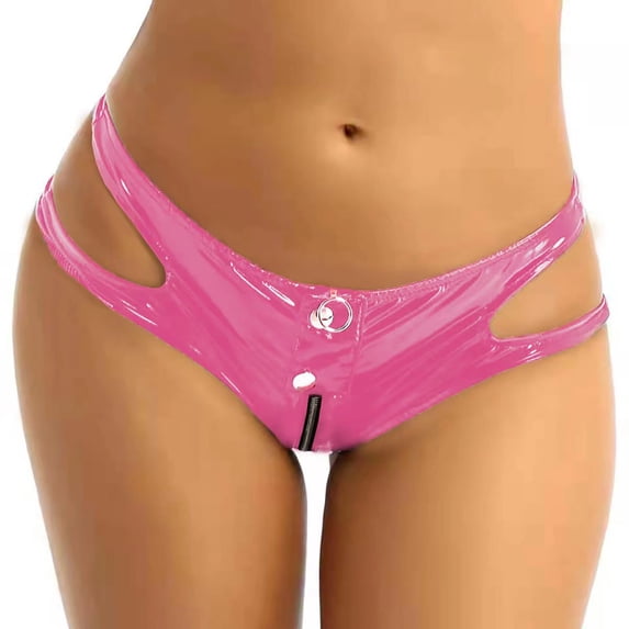 CENTIE Lingerie for Women Zipper Split Briefs in High Gloss for Playful Enthusiasts RD2 M