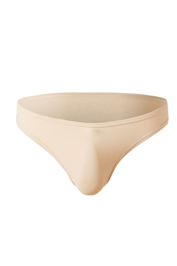 Men Underwear Nylon Rib Stretch Low Waist Briefs For Comfort And Fit Beige M