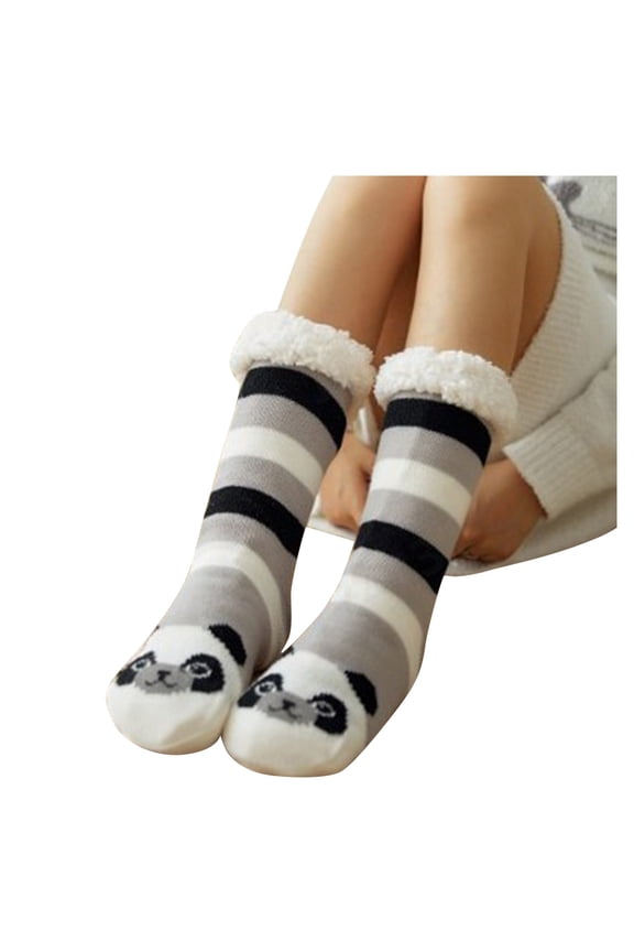 Socks Cozy Lined Winter Slippers for Women Warm Toe-Comfort Gray