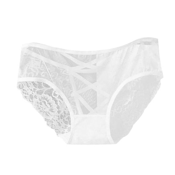 CENTIE Women's Panties Lace High Waist Briefs for Women White M