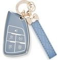 thumbnail image 1 of CENTRE  for Chevy Key Fob Cover - Soft TPU Protection Case with Keychain for 2021-2025 Chevy Suburban Tahoe GMC Yukon Denali Silverado Buick Enclave Smart Remote Key Shell （5 Buttons Blue）, 1 of 8