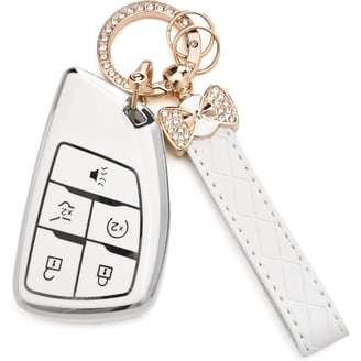 KERUIPAI Key Fob Cover For Buick Encore, Enclave, Lacrosse, Envision, Verano, Regal, GL8 - Aluminum Alloy & Leather