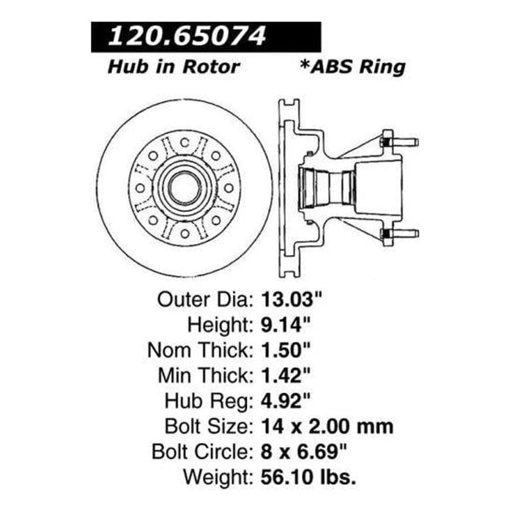 CENTRIC PARTS - BRAKE ROTOR Fits select: 1999-2002 FORD F350