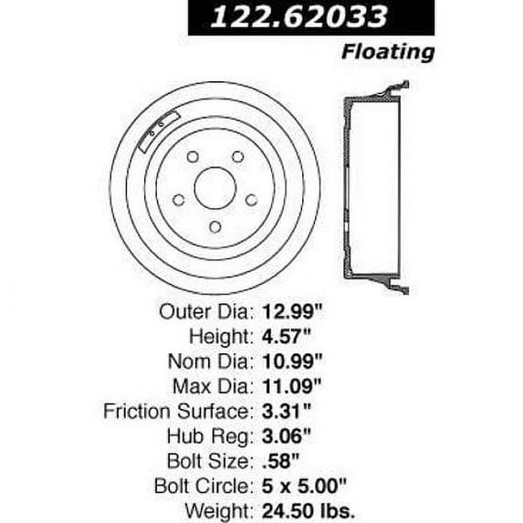 CENTRIC PARTS CTEK BR DRUM Fits select 1966 PONTIAC 2 + 2, 1966