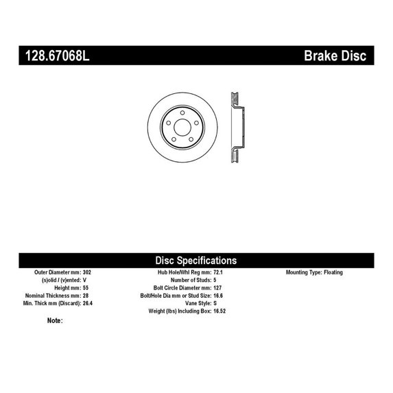 CENTRIC PARTS - CROSS-DRILLED Fits select: 2015-2018 JEEP WRANGLER UNLIMITED, 2012-2014 JEEP WRANGLER