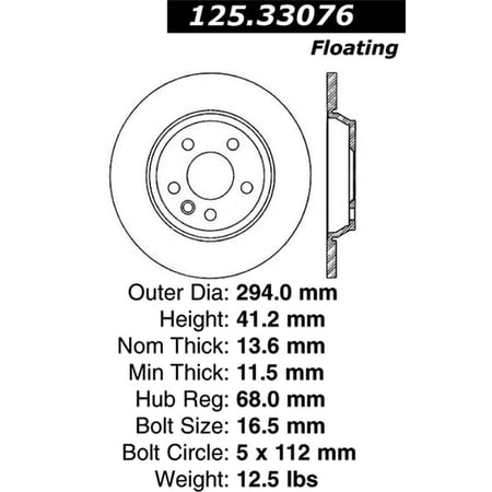 CENTRIC PARTS - HI-CARBON DISC Fits select: 2001-2003 VOLKSWAGEN EUROVAN