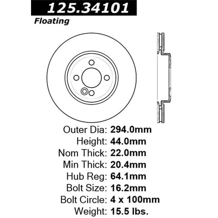 CENTRIC PARTS - HI-CARBON DISC Fits select: 2007,2012 MINI COOPER