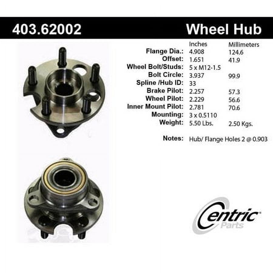CENTRIC PARTS - HUB ASSEMBLY Fits select: 1984-1988 PONTIAC FIERO, 1982-1989 CHEVROLET CELEBRITY - image 1 of 5