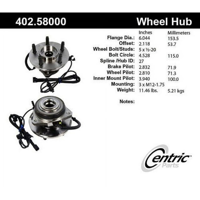 CENTRIC PARTS - HUB ASSEMBLY Fits select: 2002-2005,2007-2008 JEEP LIBERTY