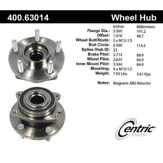 CENTRIC PARTS - HUB Fits select: 2011-2014 CHRYSLER 200, 2008-2014 DODGE AVENGER
