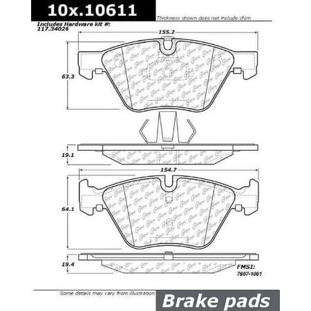 CENTRIC PARTS - METALLIC PADS Fits select: 2008-2013 BMW 128
