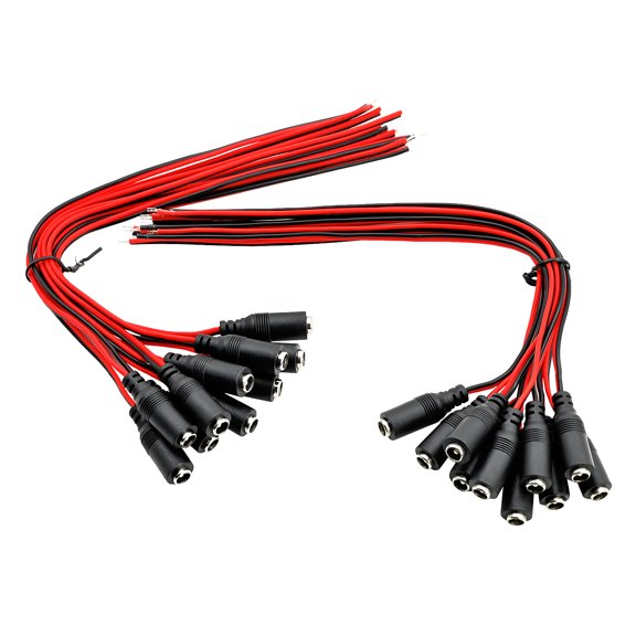 CENTROPOWER 100 Pack Female 12V 5A DC Power Pigtail Cable Barrel Plug Connector fit CCTV Home Security Surveillance and Lighting Power Adapter (5.5mm X 2.1mm)