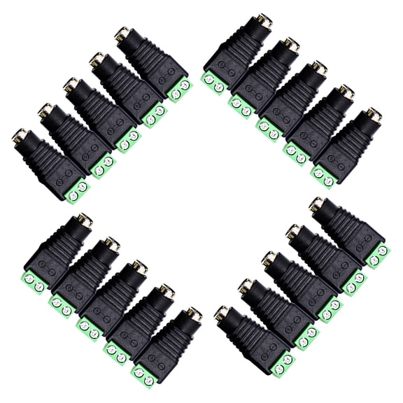 CENTROPOWER 100 Pcs DC 12V Power Plug Connector/Adaptor Female for Led Strip Light CCTV Camera - 5.5 X 2.1 mm