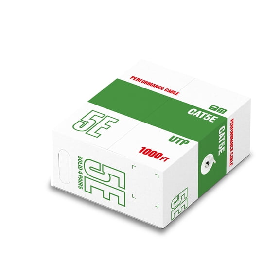 CENTROPOWER Cat5e Cable 1000ft24AWG 4 Pair Solid Bare Copper Conductors, 350MHz, Cat5 Ethernet LAN Cable White,Unshielded (UTP), UL Listed