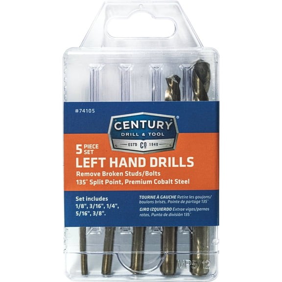 CENTURY DRILL & TOOL 5-Piece Left Hand Drill Bit Set - Pack of 8