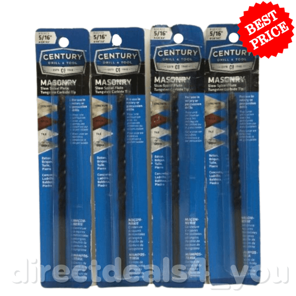 CENTURY DRILL & TOOL 86420 5/16" Masonry Drill Bit Pack of 4