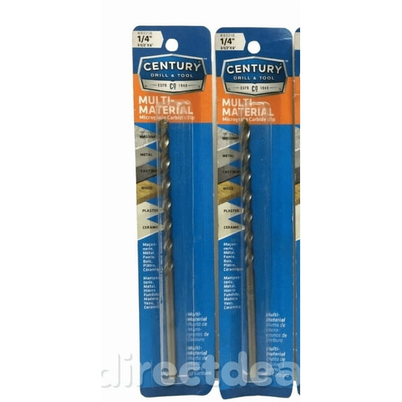 CENTURY DRILL & TOOL Multi-Material Drill Bit 80218 1/4" Pack of 2