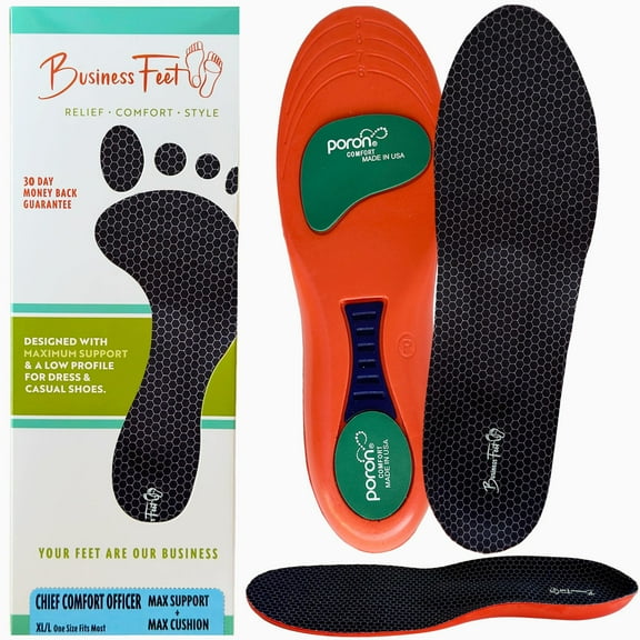 CEO of Comfort! Insoles 200+ Lbs Heavy Duty Max Cushion Designed by Business Feet® for All Shoes, All Arches Orthotics, Best Foot Pain Relief - Size M/S (Mens 6.5-11, Womens 6-12)