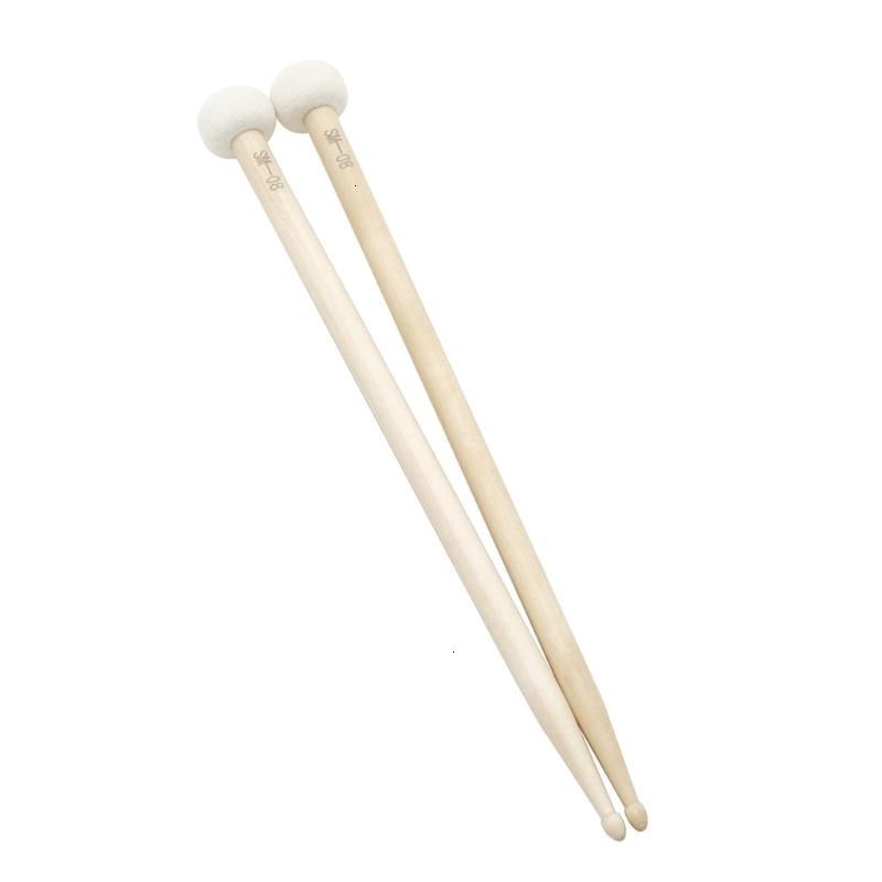 CEORPER 1 Pair Wood Tip Felt Head Drumsticks Double-end Drum Sticks Easy to Use