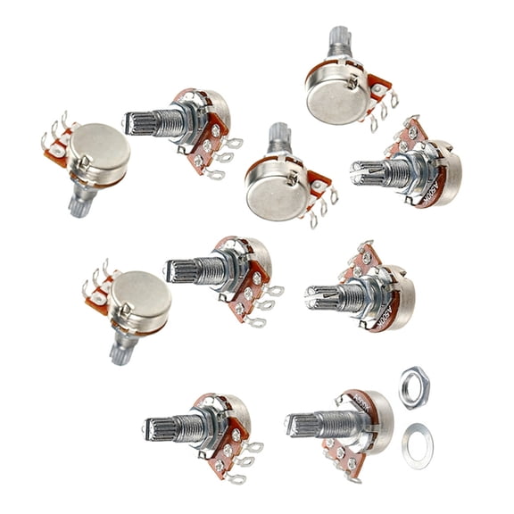 CEORPER 10 Pack Split Shaft 500K Ohm Potentiometer with 3 Pin Terminal Suitable for Easy Wiring in Guitar Amplifier Circuits