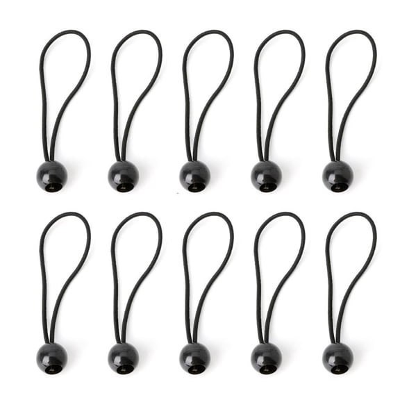 CEORPER 10 Pcs Black Ball Bungee Pack Shock Elastic Tie Loop Cord Fixing Securing Trailer Ropes Buckle Backpack Accessories Outdoor Tool