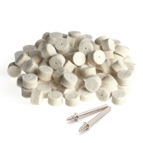 CEORPER 100Pcs Wool Felt Polishing Buffing Pad 13mm + 2 Shank For Grinding Wheel