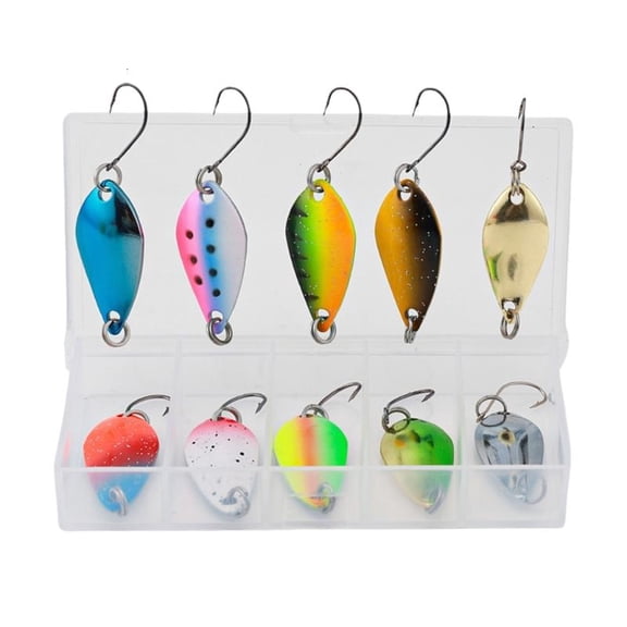 CEORPER 10Pcs Single Hook Sequins Baits Casting Fishing Lures Baits Metal Spoon Lures