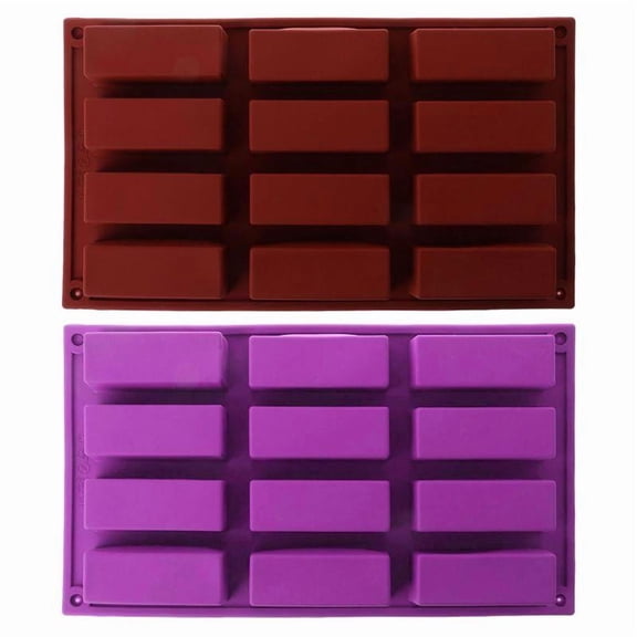 CEORPER 12 Cavity Rectangle Silicone Soap Cake Mold Candy Baking Bakeware Mould Ice Cube