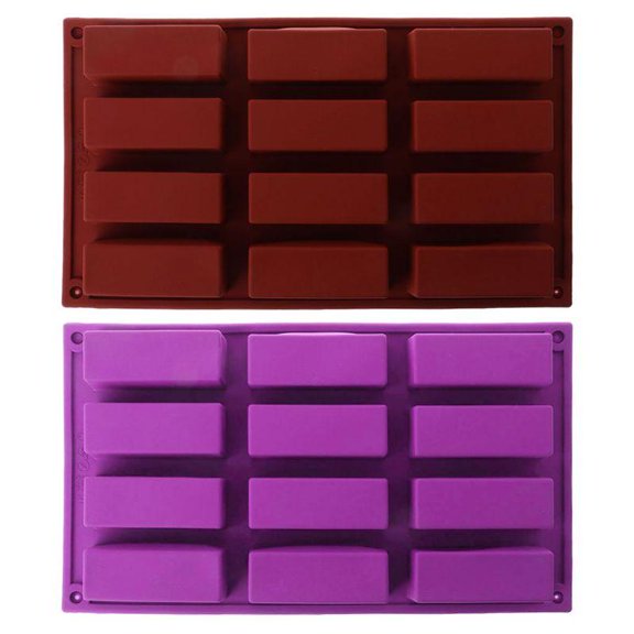 CEORPER 12 Cavity Rectangle Silicone Soap Cake Mold Candy Baking Bakeware Mould Ice Cube