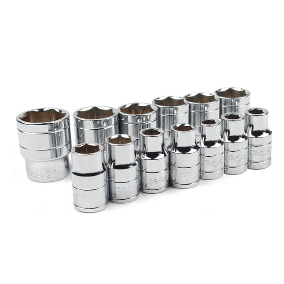CEORPER 13Piece 1/2" Drive Metric Socket Set Automotive Repairs Short Hexagon Sockets
