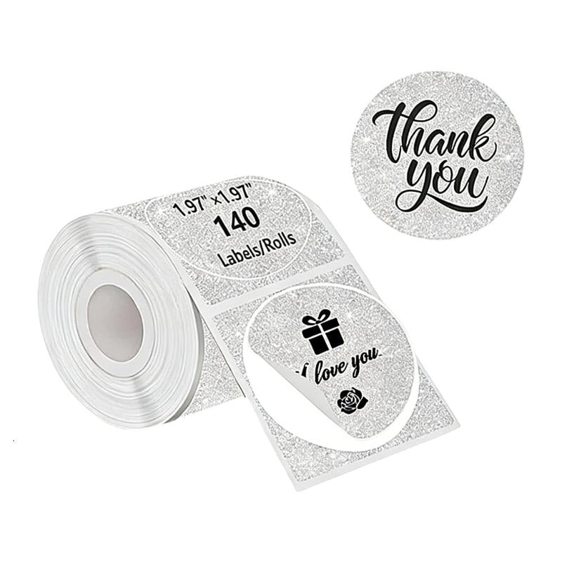 CEORPER 140Pcs 50mm Sparkling Round Thermal Label For Offices Document ...