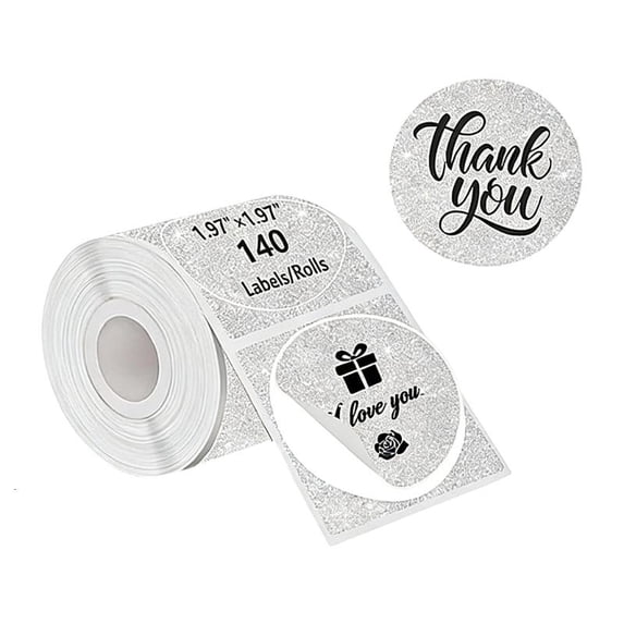CEORPER 140Pcs 50mm Sparkling Round Thermal Label For Offices Document ...