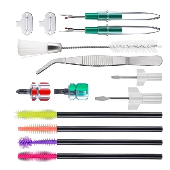 CEORPER 14Pcs Sewing Machine Cleaning Kits Include Tweezer Double Headed Brush Seam Rippers Needle Board Screwdriver Repair Tool