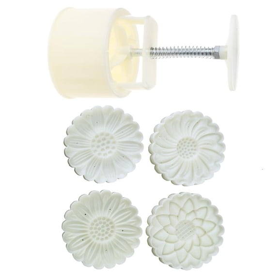 CEORPER 150g/200g Plastic Material Mooncake Mold Flower Shape Stamp Moon Cake Moulds