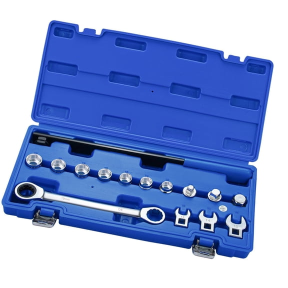 CEORPER 15Pieces Universal Ratcheting Serpentine Belt Removal Installation Tool Set Tensioner Kit with Socket Adapters