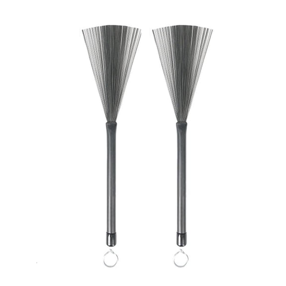 CEORPER 1Pair Retractable Drum Wire Brushes Drumsticks Loop End Metal Wire Drum Brush