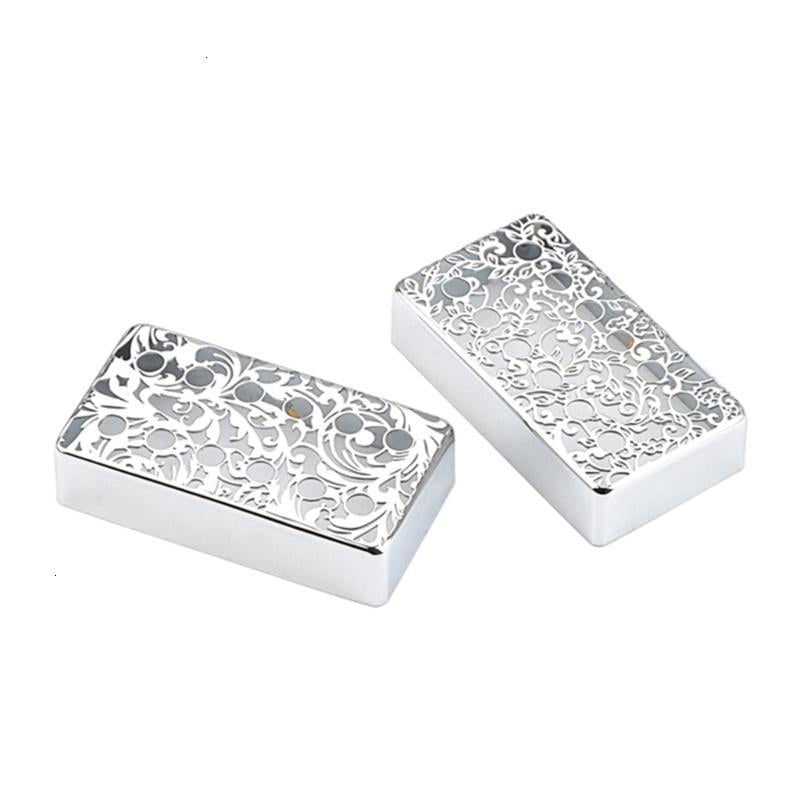 CEORPER 2 Pcs Electric Guitars Pickup Cover Flower Pattern Brass Humbuckers Cover