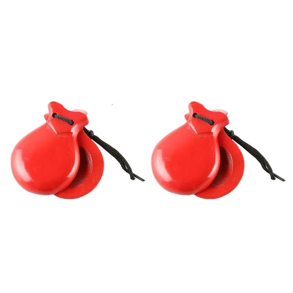CEORPER 2 Pcs Traditional Flamenco Castanets Wood Percussion Orff Music Instrument