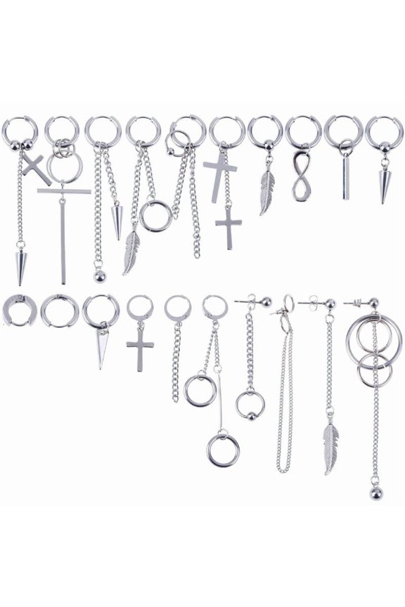 20 Pcs Huggie Hoop Earrings Stainless Steel Hinged Earrings for Friends