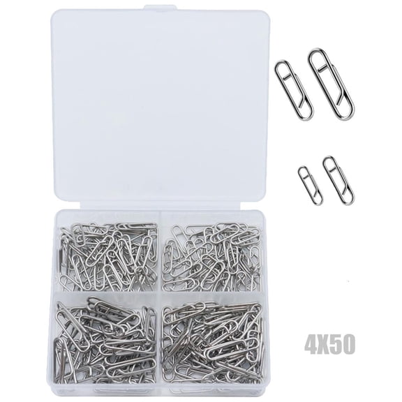 CEORPER 200pcs Stainless Fast Snap Speed Clip Fishing Tackle Link Split Rings Snap Fishing Power Clip Fast Change Connector