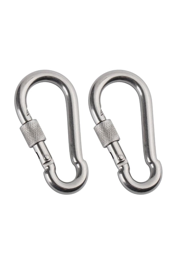 2Pcs Metal Lock Rings Safety Hook Keyrings Carabiner Keychains Spring Hook