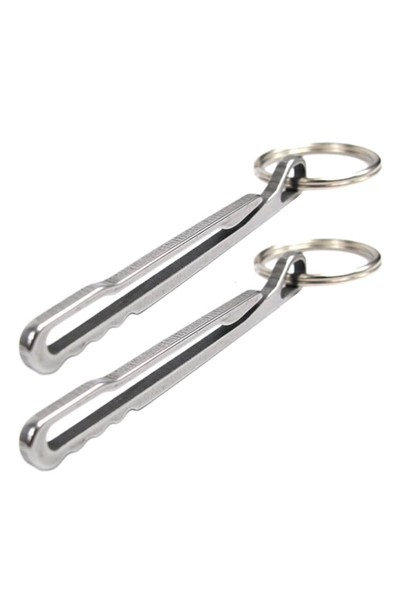2pcs Stainless Steel Keychain Pocket Clip Hanging Buckle Key Rings Holder