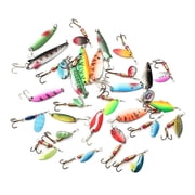 CEORPER 30Pcs Long Shot Spoon Baits Trouts Fishing Lures Treble Hook Sequins Baits
