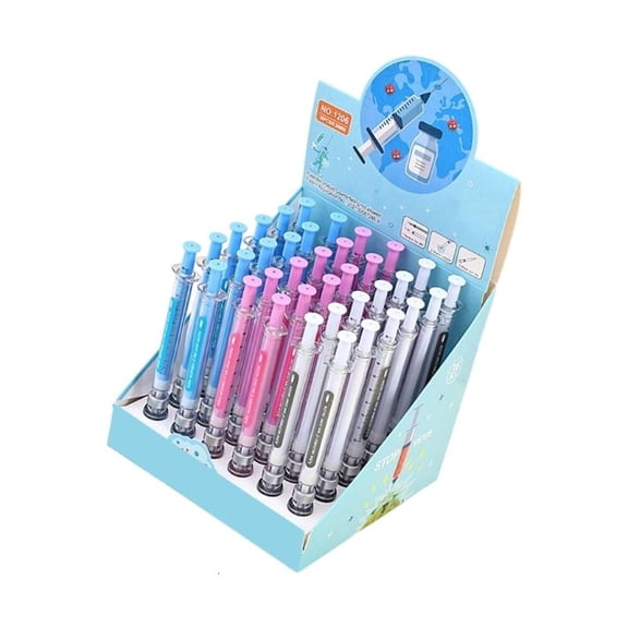 CEORPER 36Pcs Inoculator Shaped Gel Pen 0.38MM Needle Tip For Healthcare Theme Event