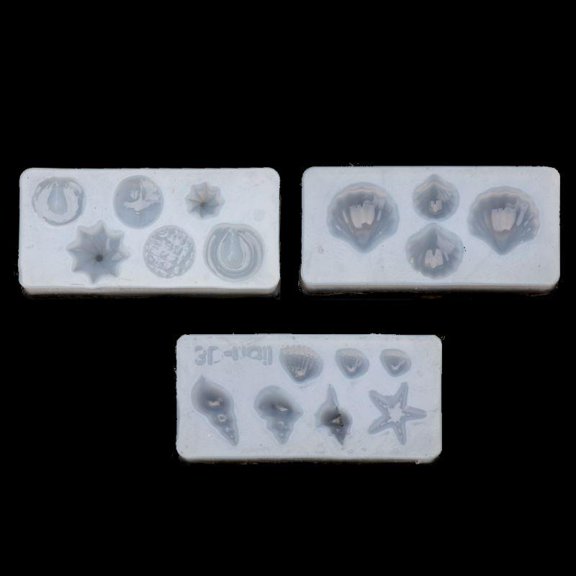 CEORPER 3Pcs DIY Conch for Shell Starfish Shape Silicone Mold Nail Art Template Jewelry