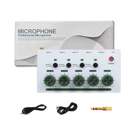 CEORPER 4 Input Auditory Mixer For Podcasting Music Studio Headphone Amplifier
