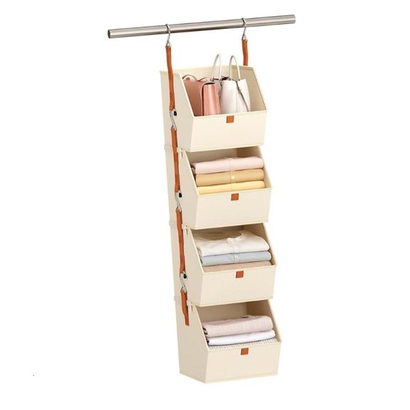 CEORPER 4 rank Stackable Hanging Storage Bag For Clothes Household Items