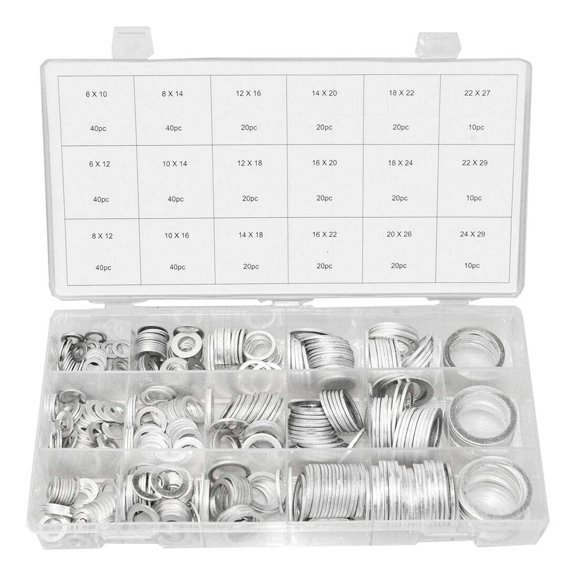 CEORPER 450 Pcs Corrosion-resistant Automobile Engine Oil Drain Plugs Aluminum Compression Gaskets Replacement Parts Silver