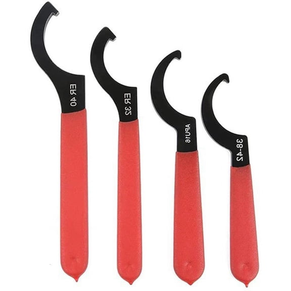 CEORPER 4Pcs Steel Hook Head Crescent Wrenches Spanner for Tight Space Auto Repair